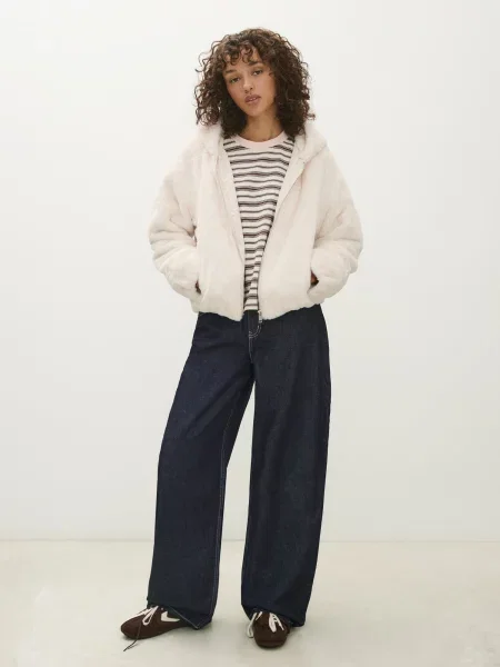 Bershka Geacă de primăvară-toamnă ecru