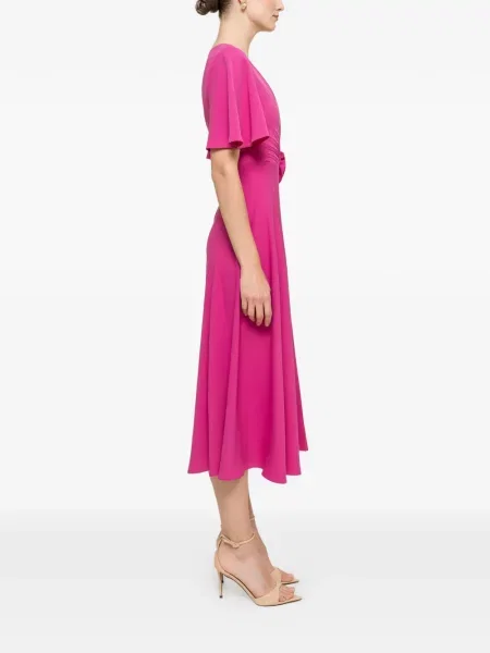 Rochie midi Nissa cu model floral cu aplicații roz