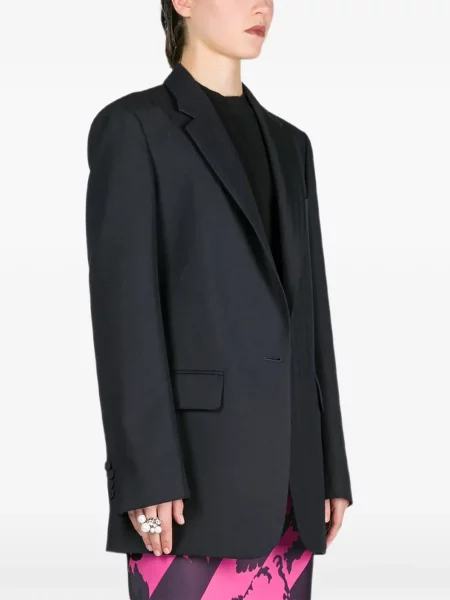 Sacou Dries Van Noten de lână cu model herringbone albastru