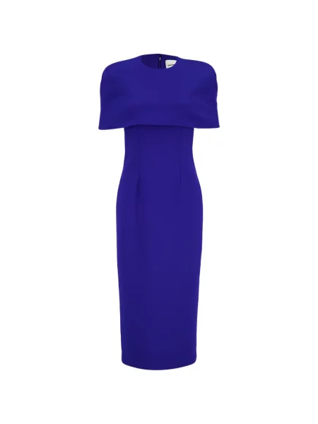 Rochie midi Roland Mouret din crep albastru