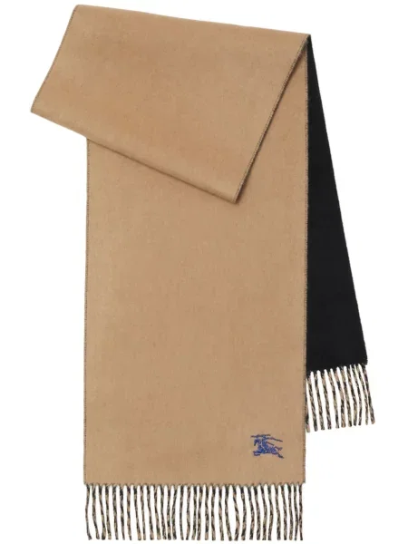 Fular Burberry cu broderie din cașmir maro