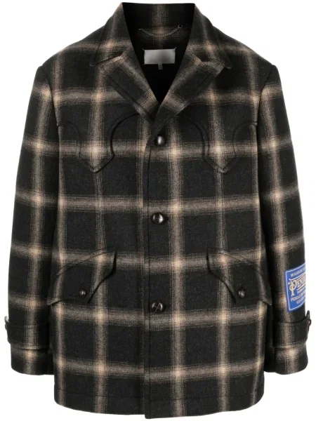 Palton Maison Margiela de lână în carouri cu imagine maro