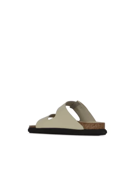 Lniane klapki Birkenstock beżowe