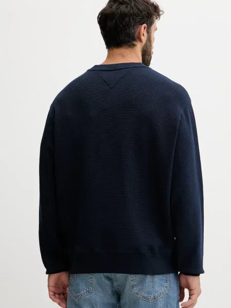 Tommy Jeans Bombažen pulover modra