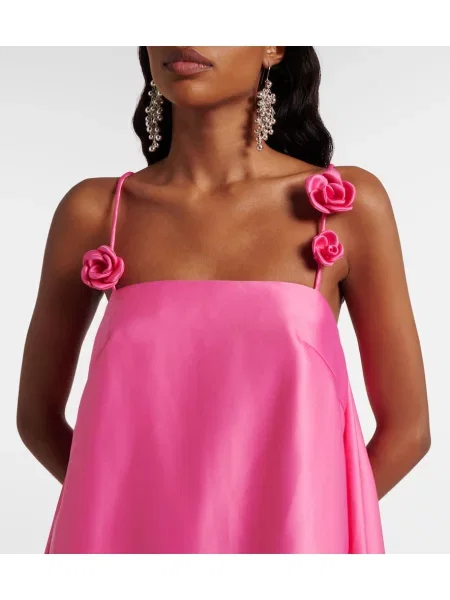 Rochie Leo Lin din satin cu model floral roz