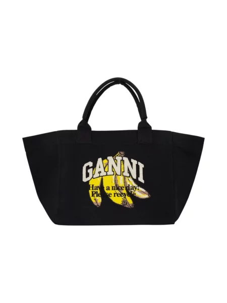 GANNI torebka Shopper XXL Pocket Banana Print czarny