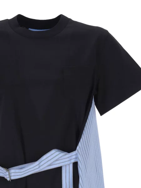 Cu centură tricou Sacai asimetric albastru