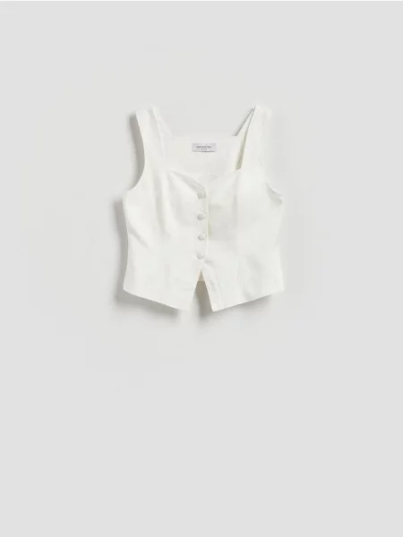 Reserved Vestă cu adaos de in alb