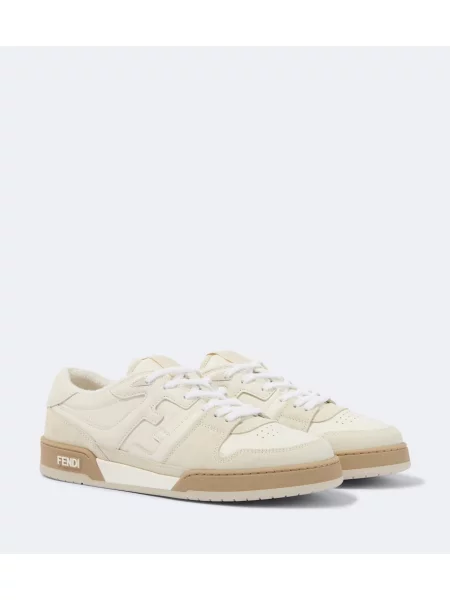 Sneakerși Fendi din piele de căprioară alb