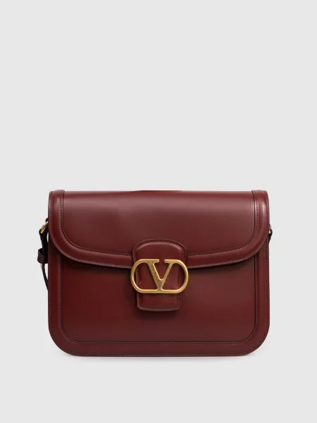 Шкіряна сумка-месенджер VLogo Valentino бордова