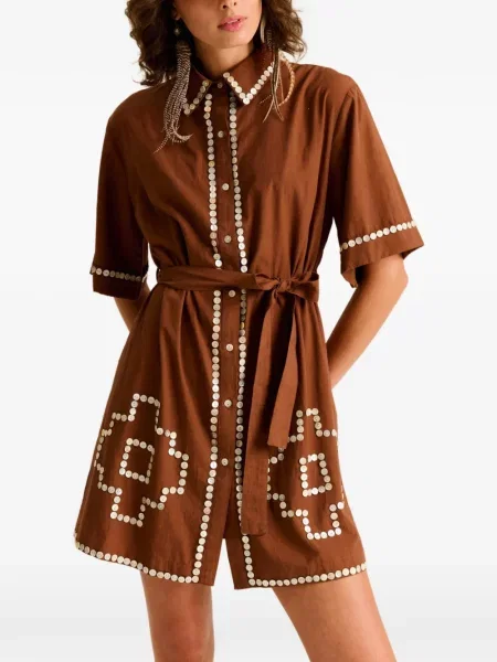 Cu centură rochie tip cămașă Carolina K maro