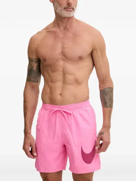 Slip de baie Nike cu imagine cu cordon din jacard roz