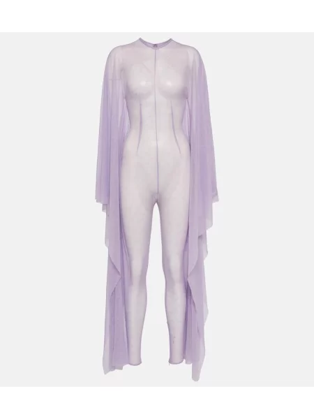 Salopetă Laquan Smith din șifon violet