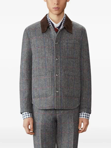 Geacă Thom Browne cu model herringbone gri
