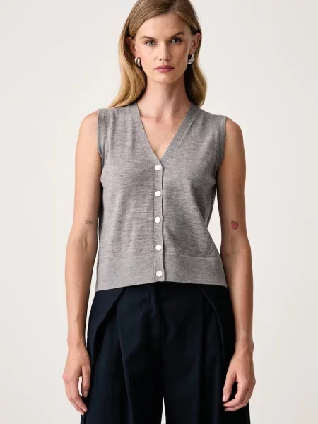 MM by Max Mara vestă pentru femei din lână MMLALBATA gri