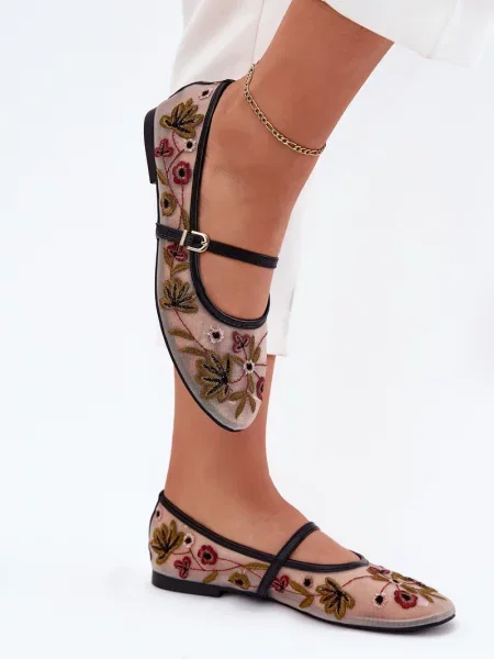 Balerinke Boto z vezenjem črna