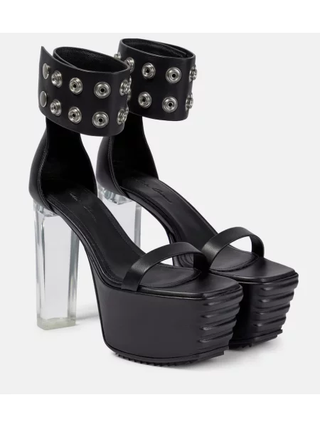 Kožené sandály Rick Owens na platformě černé