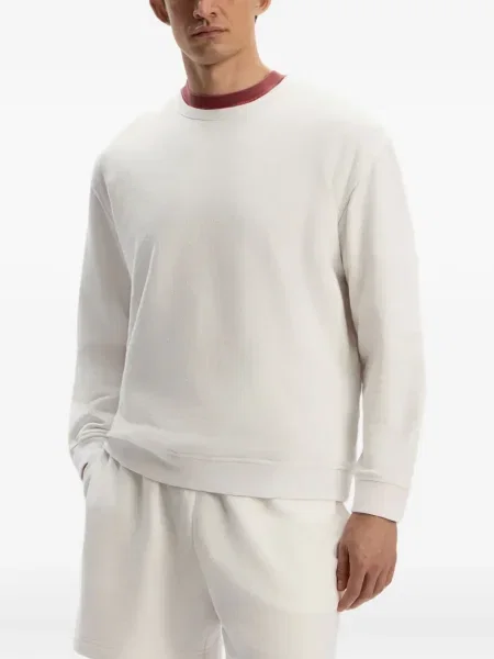 Hanorac crewneck 12 Storeez cu decolteu rotund alb