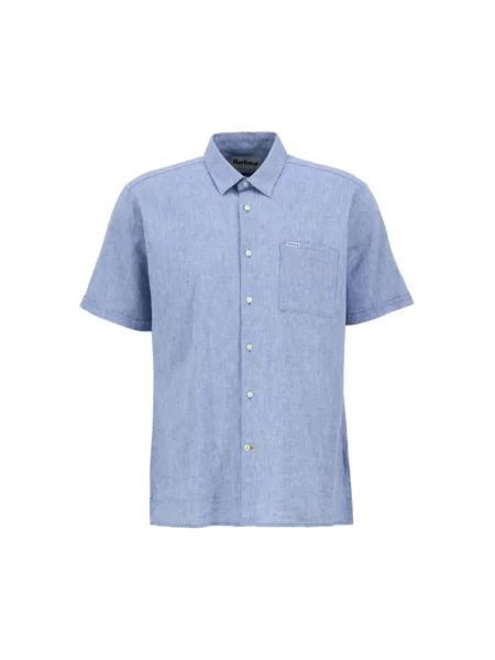 Barbour koszula lniana regular z kołnierzykiem klasycznym niebieski