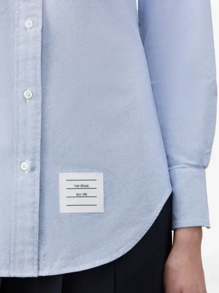 Cămașă Thom Browne din țesătură twill albastru