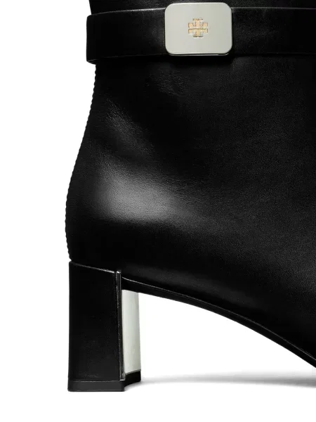 Cizme scurte Tory Burch din piele cu cataramă negru