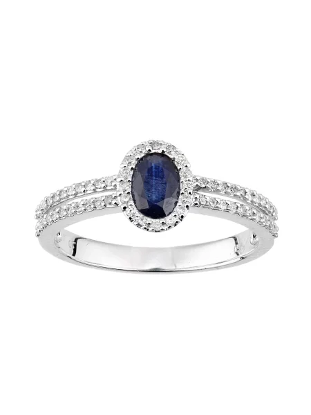 DIAMANT LETERNEL Prsten Ring aus Weißgold mit Diamant mit Saphir stříbrná
