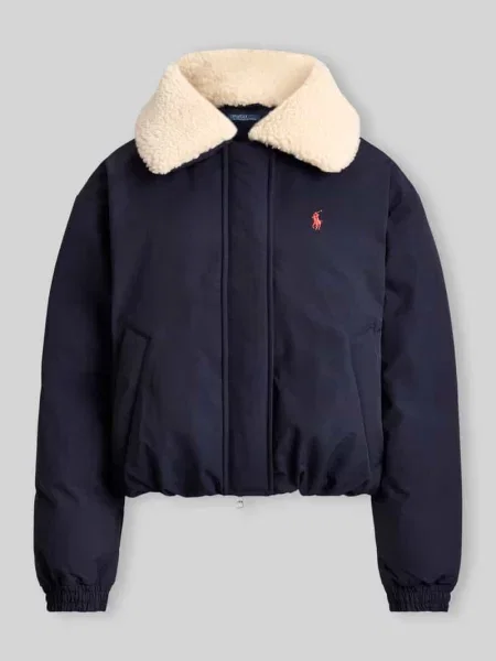 Bomberka z kołnierzem z teddy Polo Ralph Lauren niebieska