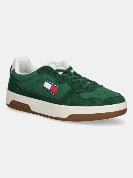 Велурени маратонки Tommy Jeans CUPSOLE SUEDE зелено