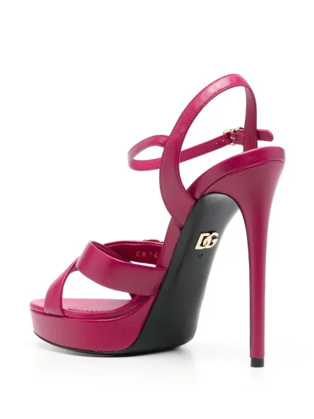 Sandale Dolce & Gabbana din piele cu autograf roz