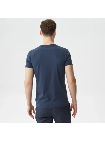 Lacoste T-Shirt Z Okrągłym Dekoltem Z Nadrukiem Regular Fit granatowy