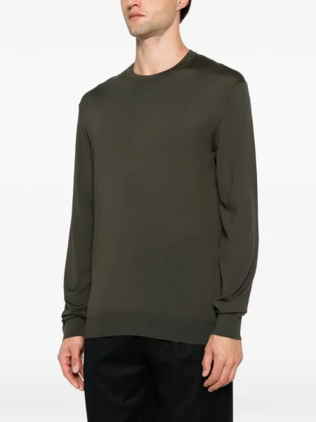 Lung pulover Zegna cu decolteu rotund verde