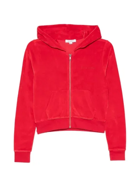 Majica s kapuljačom Sporty & Rich s vezom od velura crvena