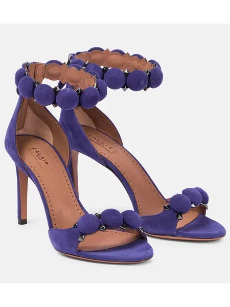 Sandały Alaã¯a zamszowe fioletowe