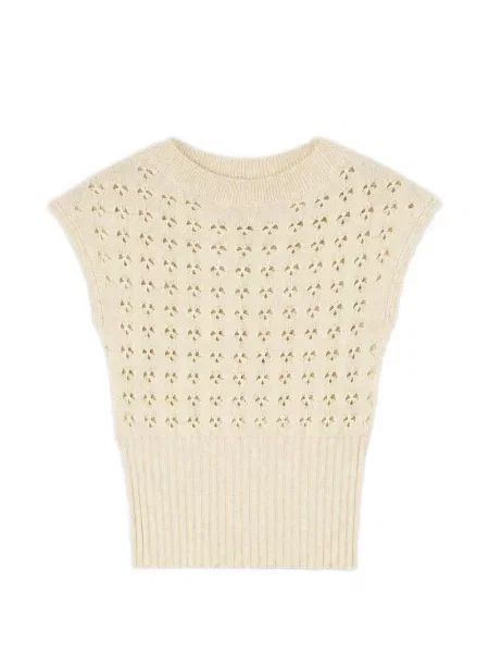 Top Retori tricotate ajurat galben
