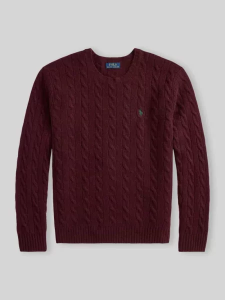 Sweter z dzianiny o kroju regular fit z mieszanki wełny i kaszmiru Ralph Lauren czerwony