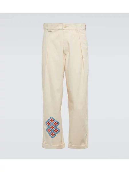 Pantaloni Adish cu broderie bej