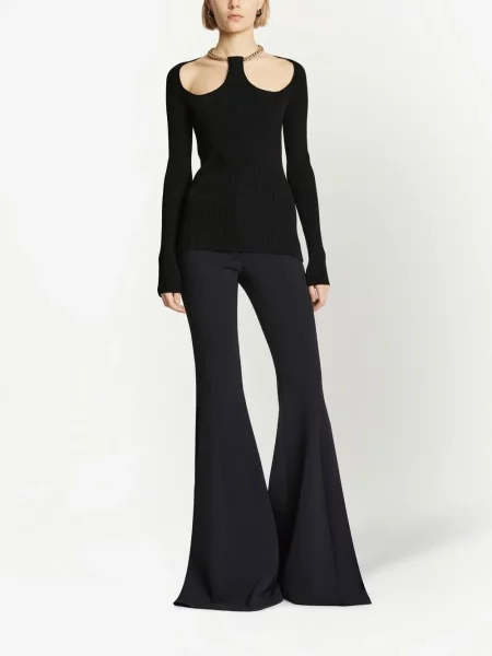 Pletený žebrovaný top Proenza Schouler s výstřihem halter černý