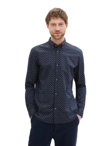 TOM TAILOR DENIM Košeľa námornícka modrá biela