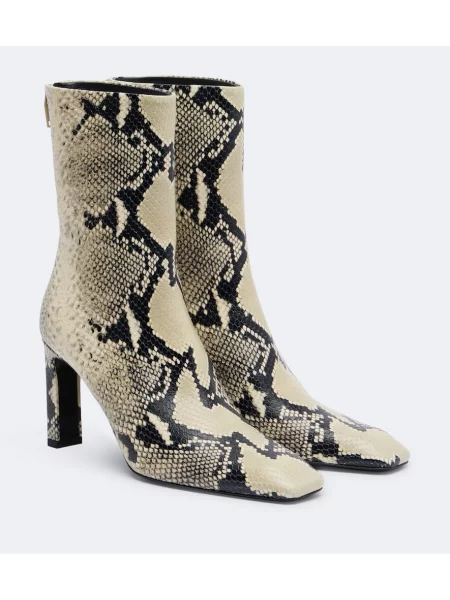 Cizme scurte Toteme din piele cu model piele de șarpe negru