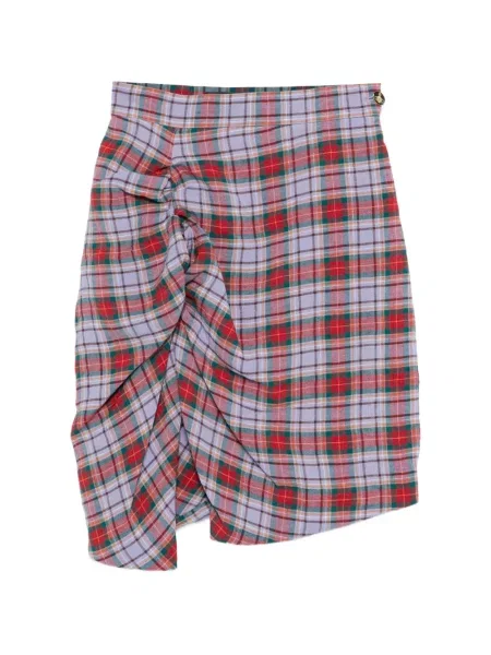 Fusta mini Vivienne Westwood în carouri violet