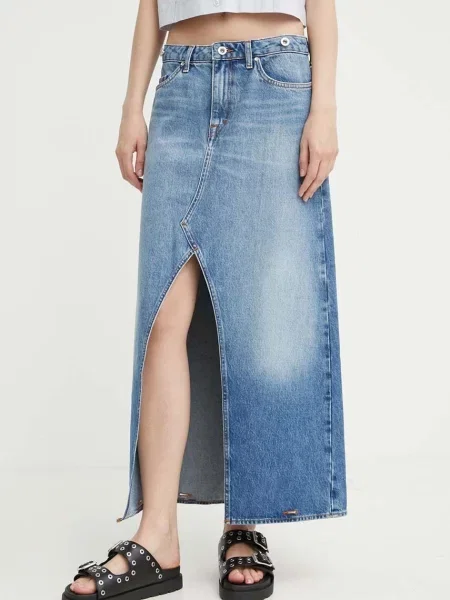 Дънкова пола Tiger Of Sweden Tillis дълга разкроена бежово