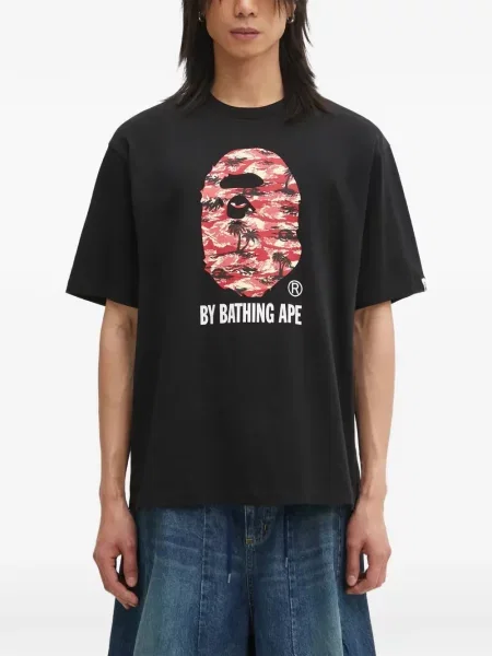 Tricou A Bathing Ape® cu imagine cu decolteu rotund negru