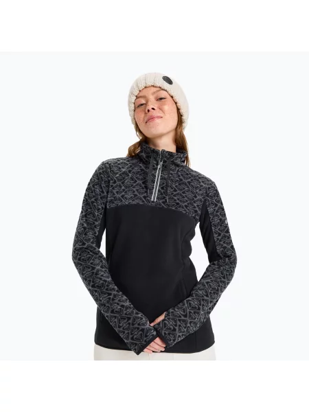 Дамски суитшърт ROXY Sayna Half Zip true black roxygram tonal черно
