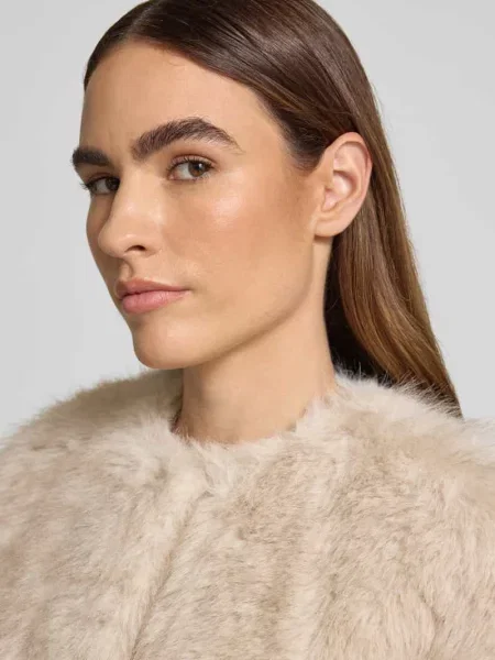 Max Mara Studio Płaszcz Ze Sztucznego Futra Eros beige beżowe