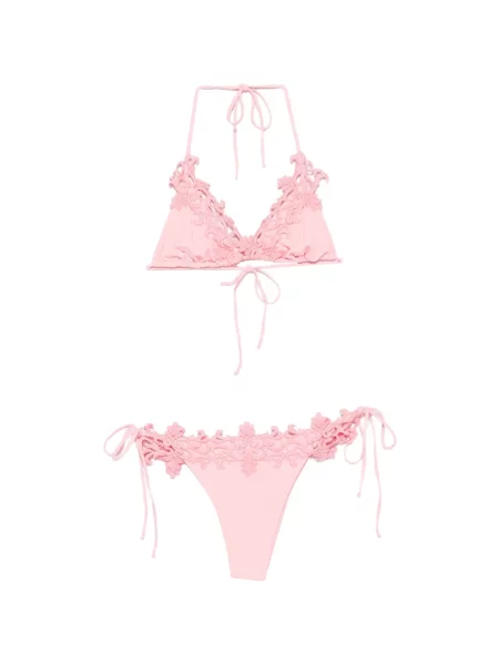 Bikini Mazzei cu broderie roz