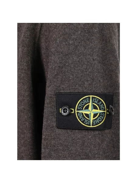 Koszulka polo Stone Island z kamieniami wełniana brązowa