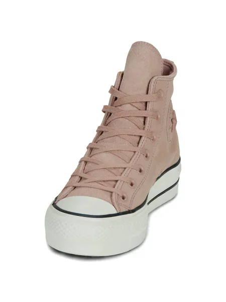 Pantofi Converse din piele de căprioară cu platformă roz