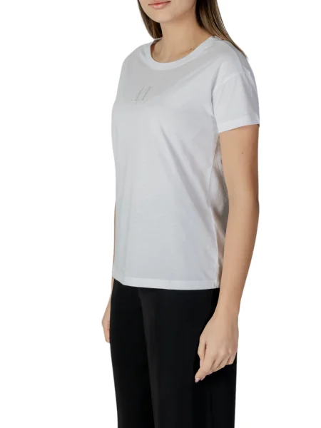Koszulka Armani Exchange z wysoką talią elegancka biała