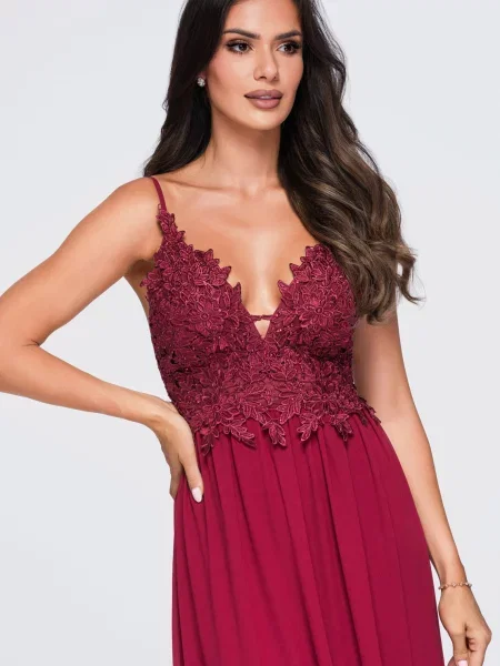 Rochie de seară Edoti din dantelă negru