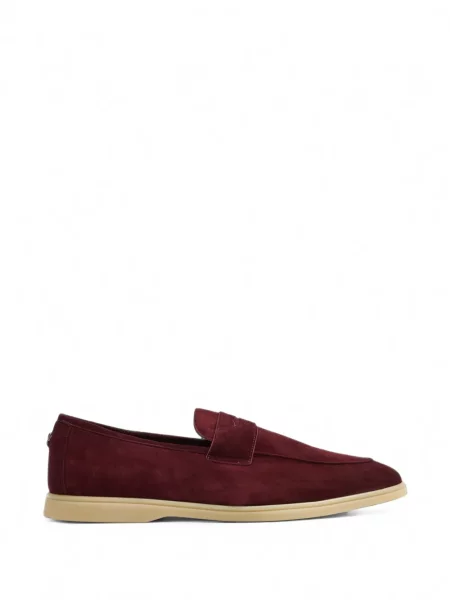 Pantofi loafer Bougeotte din piele de căprioară roșu